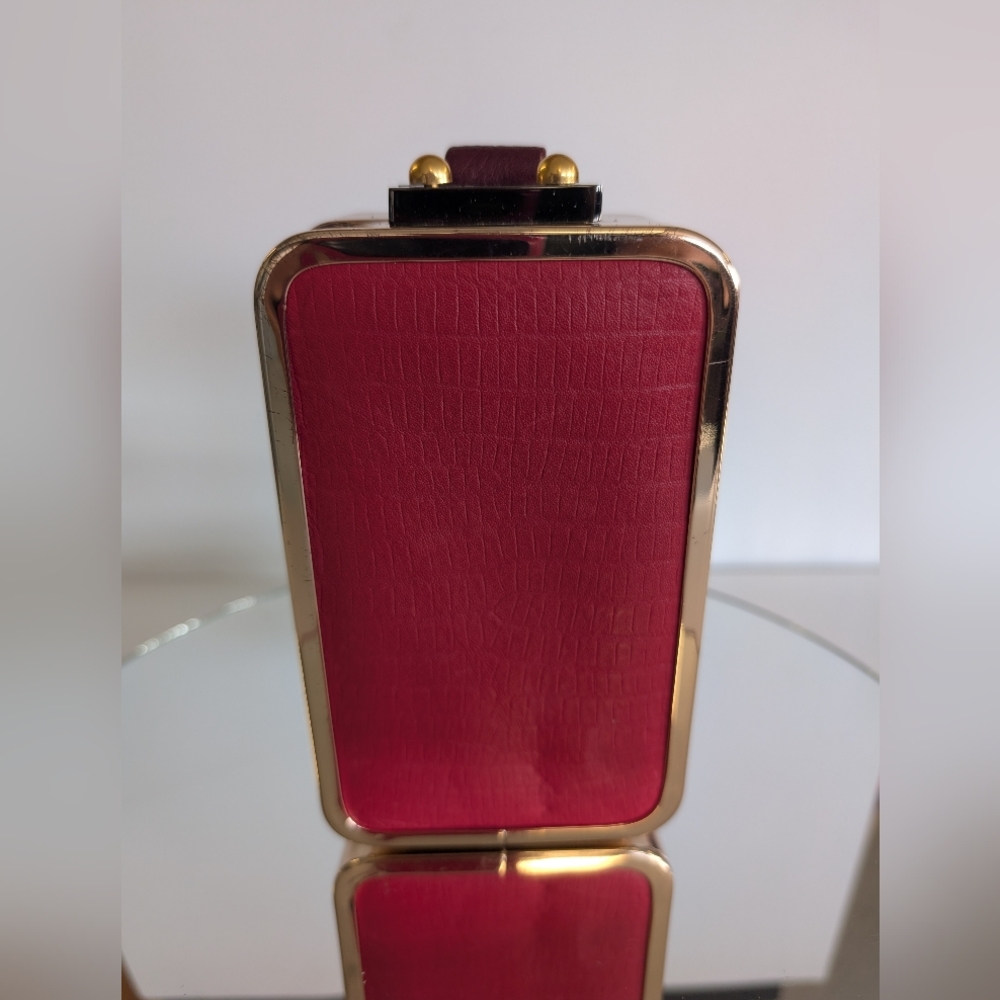 Marc Jacobs Two Tone RED/Plum  Leather  Mini Box with Gold Trim